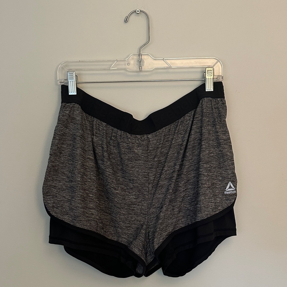 Reebok Women's Charcoal and Black Athletic Shorts